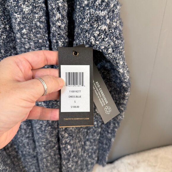 NWT FRYE Women’s Marled Knit Open Cardigan Oversized Sweater Dress Blue Size S - Picture 3 of 6
